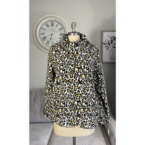 Style & Co Animal Print Faux Sherpa Cowl Neck Pullover Sweater M long Sleeve Top